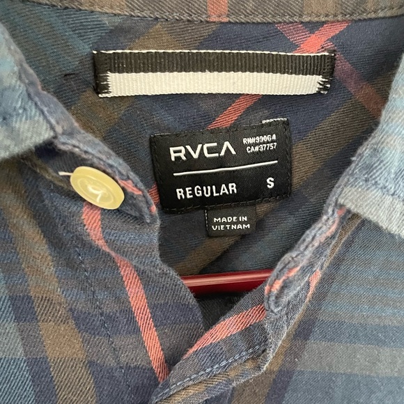 RVCA Men’s Casual Plaid Long Sleeve Button Down Small (S) Regular Fit - Picture 3 of 3